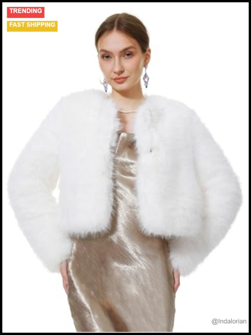Faux Fur Cropped Fluffy Jacket Long Sleeve Button Cardigan